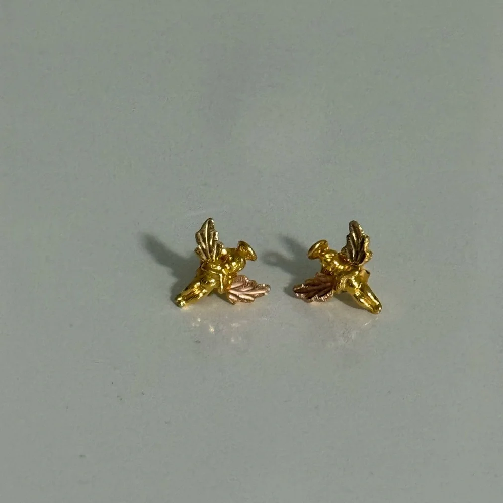 Gold and Pink Angel Earrings - Picture 1 of 5